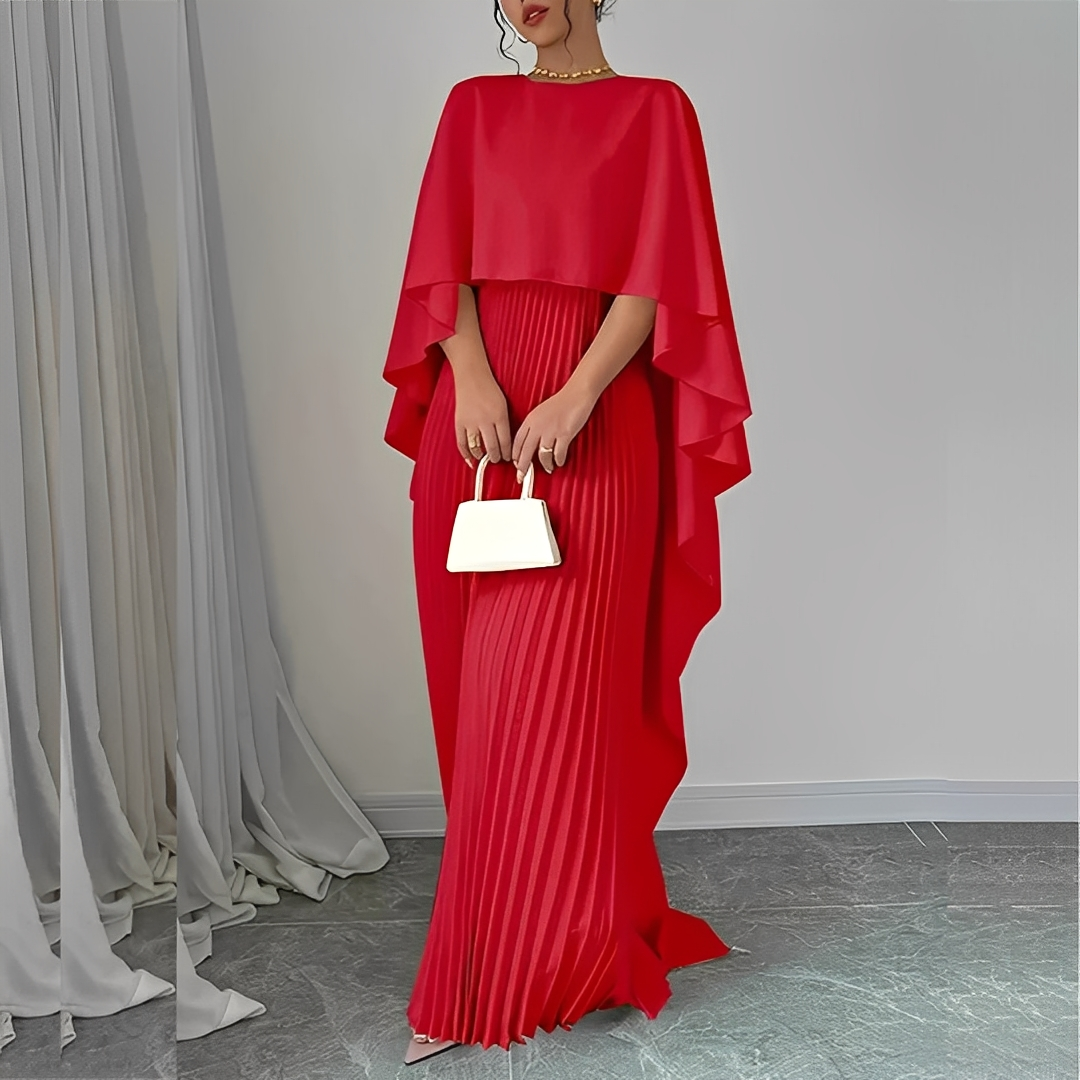 Marilou - Elegancka sukienka z plisowaną peleryną dla kobiet