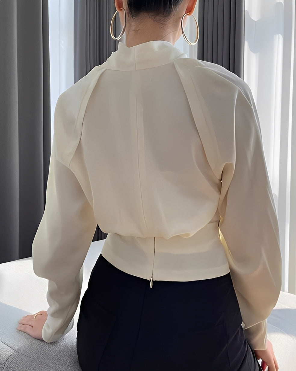 Annora - Elegancka damska bluzka satynowa z długim rękawem