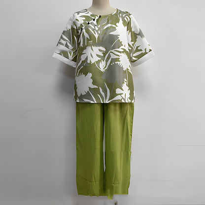 Hiacynt - Elegancki komplet koszuli i spodni dla kobiet