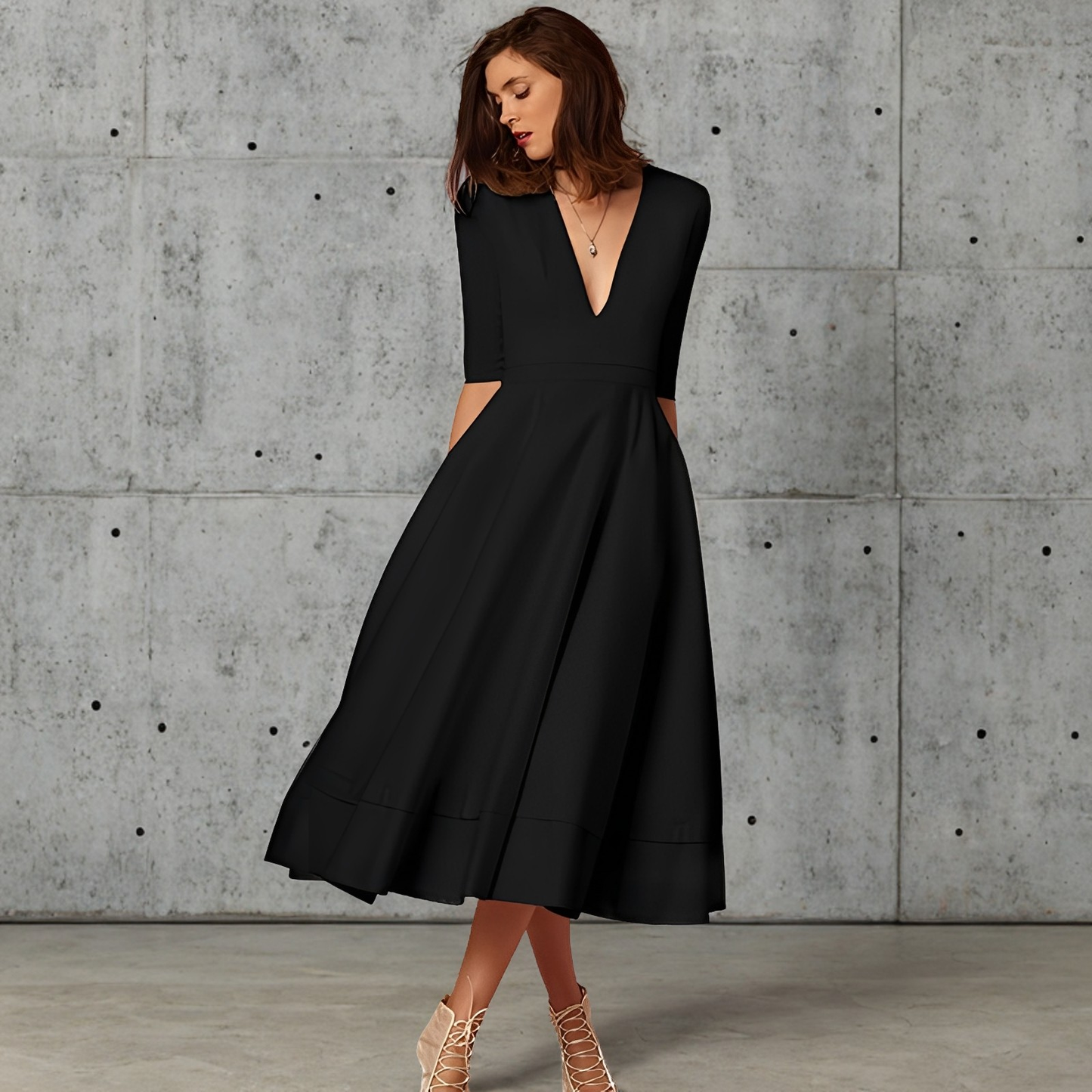 Fayei - Modna sukienka z dekoltem V dla kobiet