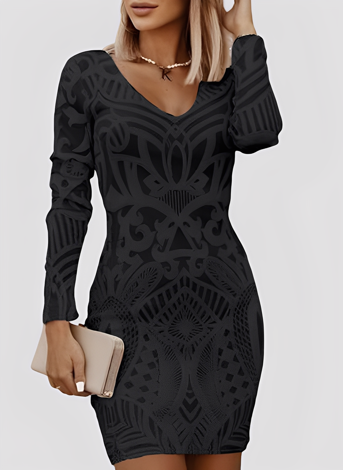 Caitlyn - Stylowa sukienka z długimi rękawami Slim-Fit dla pań