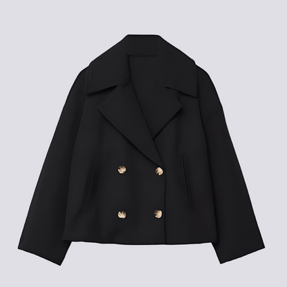 Bethney - Elegancka krótka kurtka wełniana z klasycznym kołnierzem dla kobiet