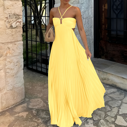 Marnie - Stylowa suknia maxi z fałdami dla kobiet