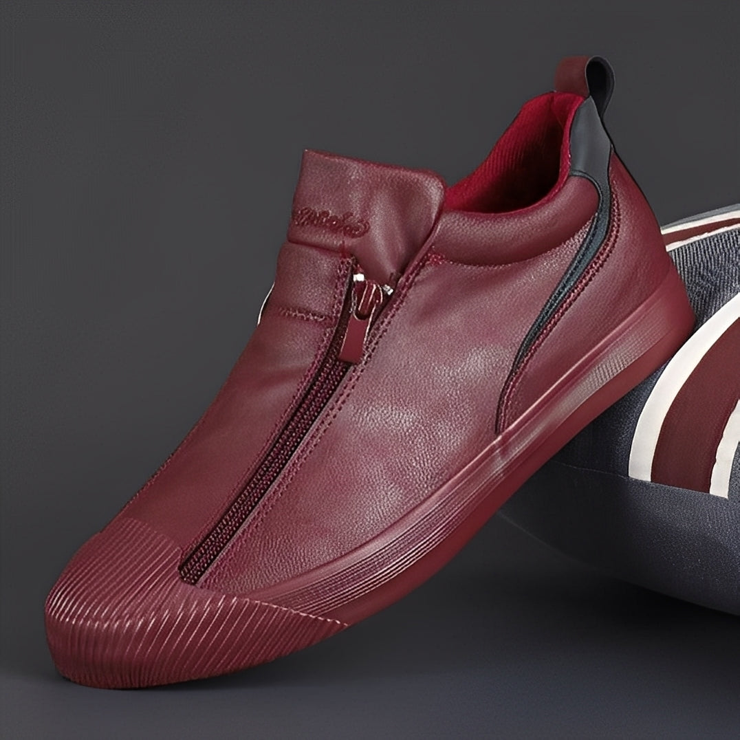 Jerred - Nowoczesne męskie skórzane buty z zamkiem