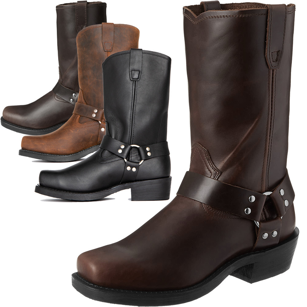 Crofton - Lekkie skórzane buty kowbojskie dla mężczyzn