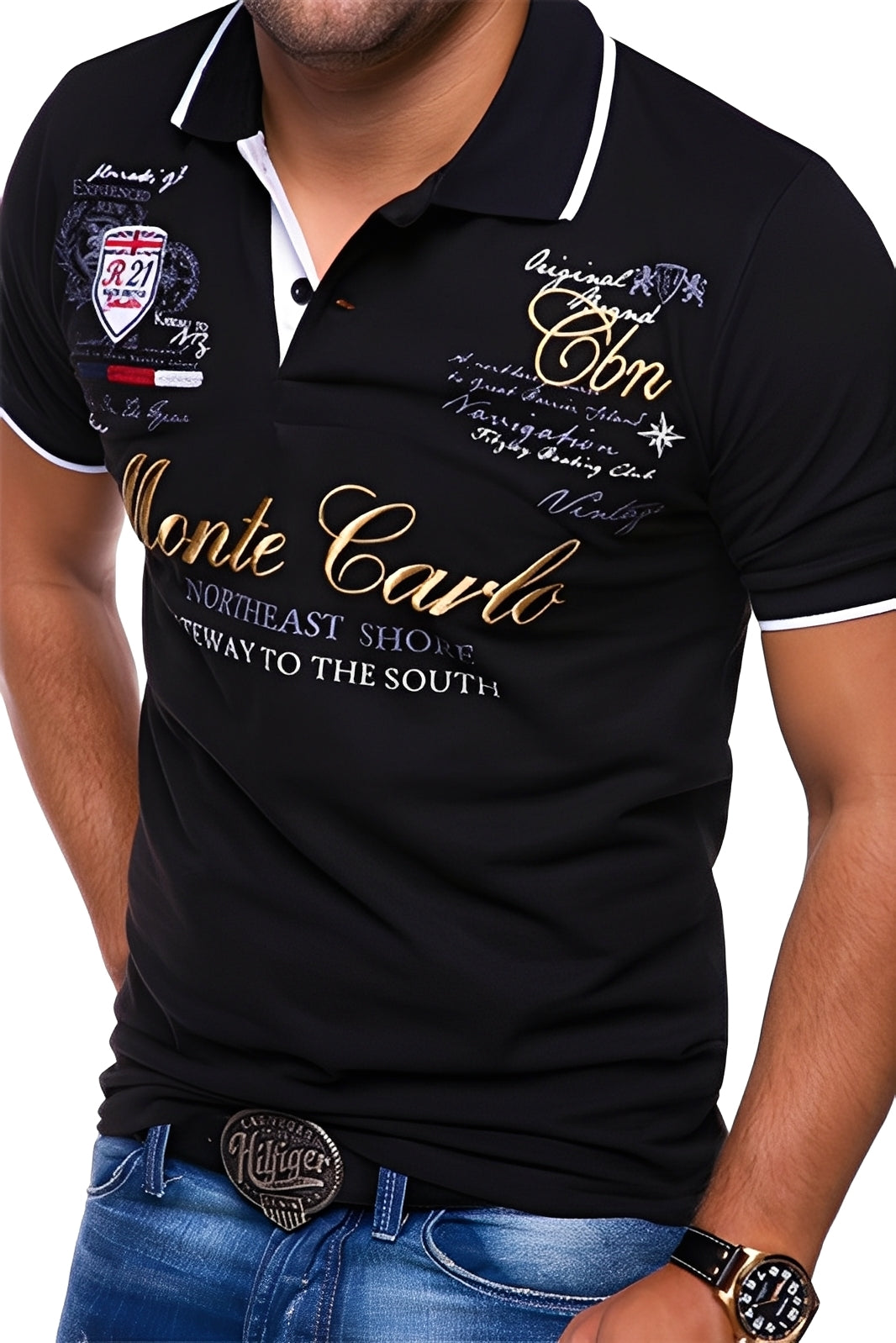 Brent - Casual Polo Shirt with Design for Men