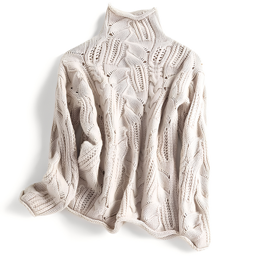 Remy - Damski kaszmirowy sweter z wycięciami