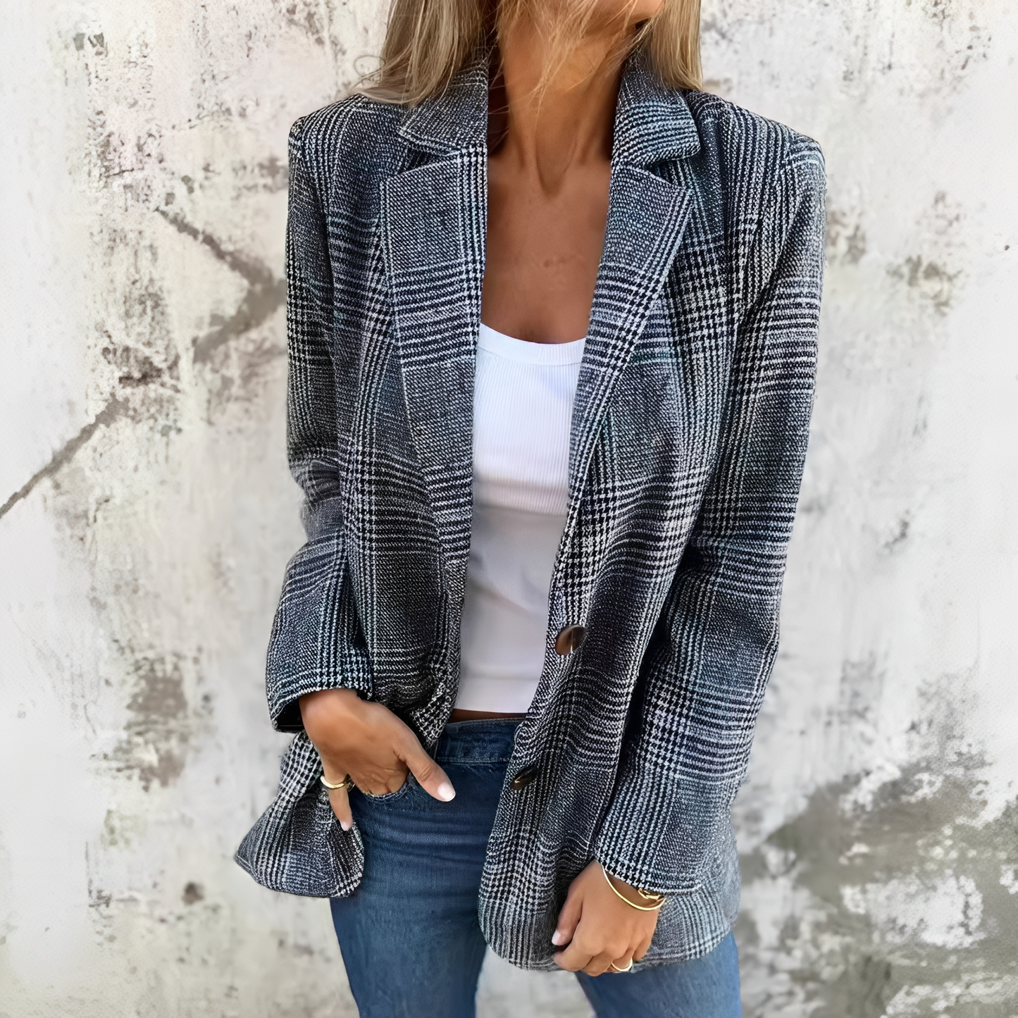 Ellen - Formalny blezer w kratkę dla kobiet