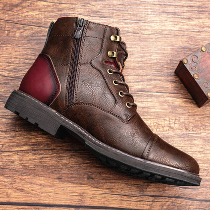 Louis - Retro skórzane buty męskie z zamkiem