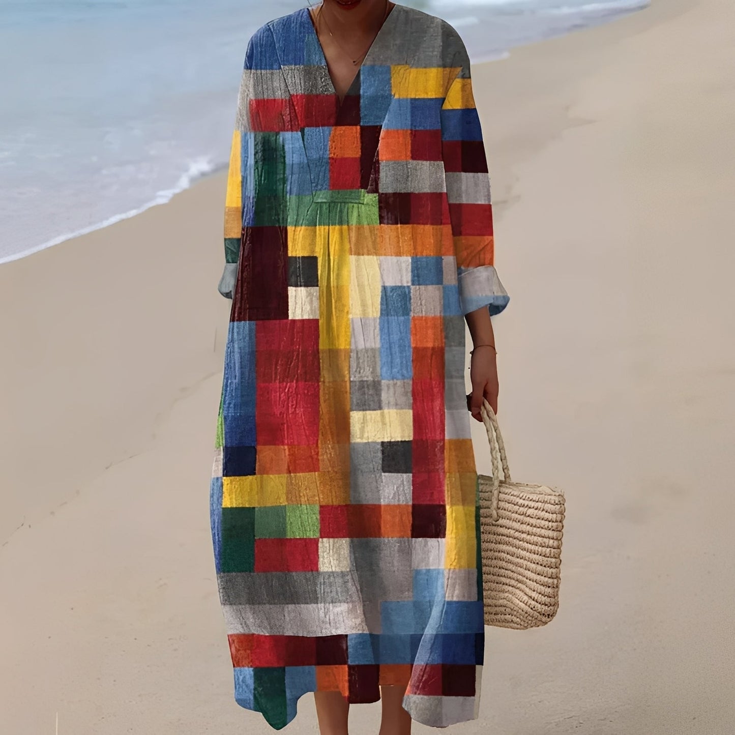 Jean - Stylowa, luźno szyta, średniej długości sukienka dla kobiet