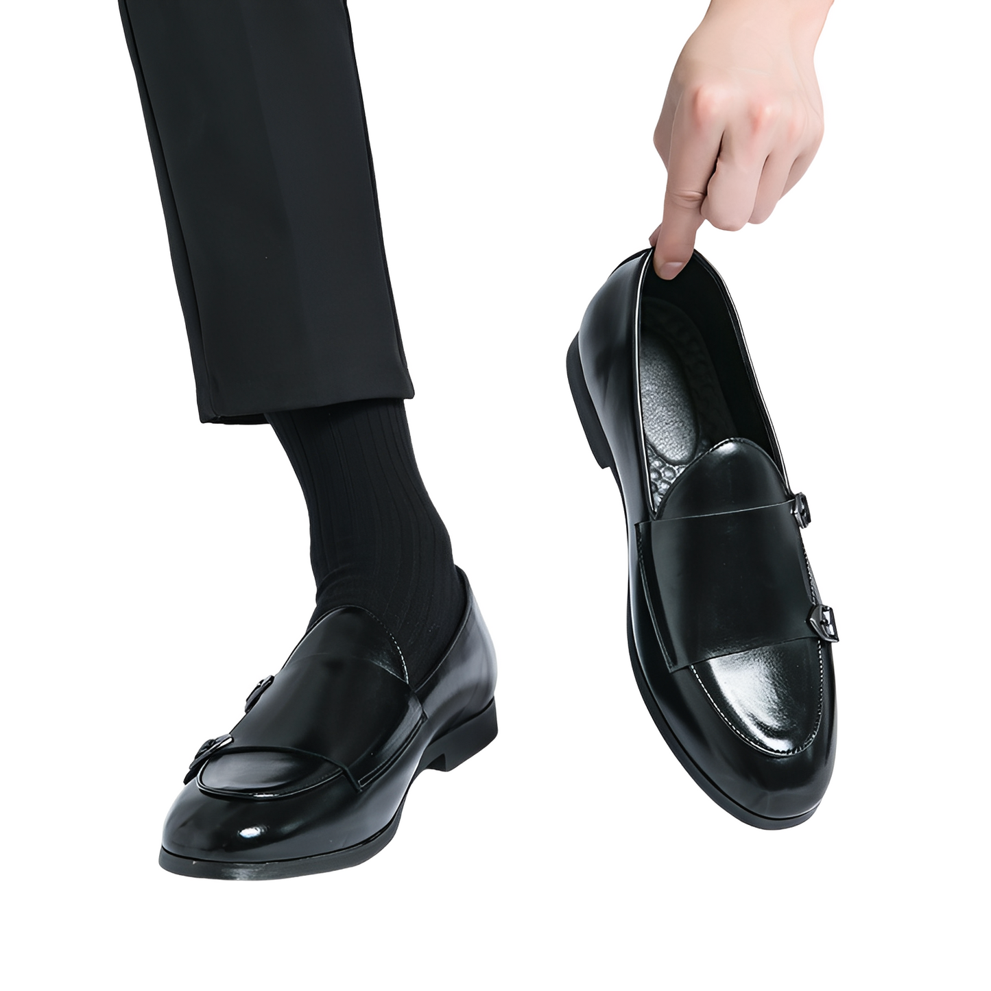 Bryan - Stylowe męskie loafersy skórzane z podwójną klamrą