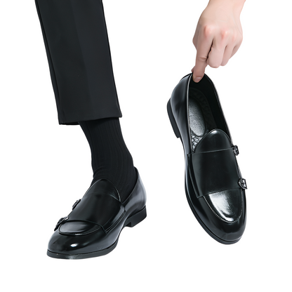 Bryan - Stylowe męskie loafersy skórzane z podwójną klamrą