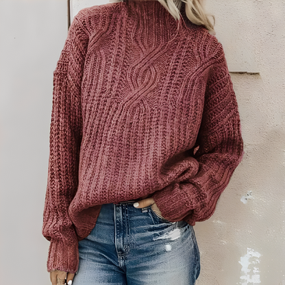 Colleen - Swobodny damski sweter z wysokim kołnierzem