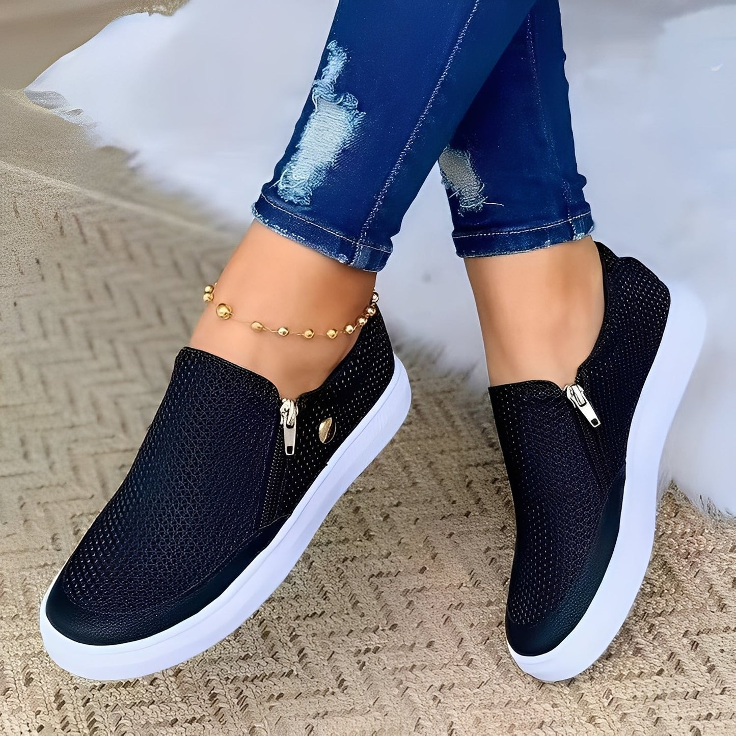 Aimee - Modne damskie buty z suwakiem