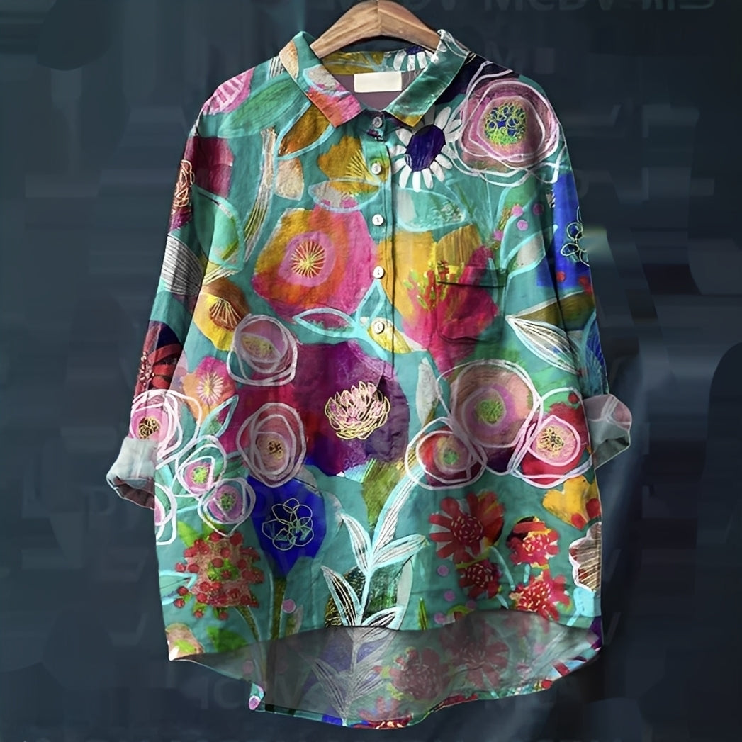 Garance - Damska klasyczna bluzka z długimi rękawami