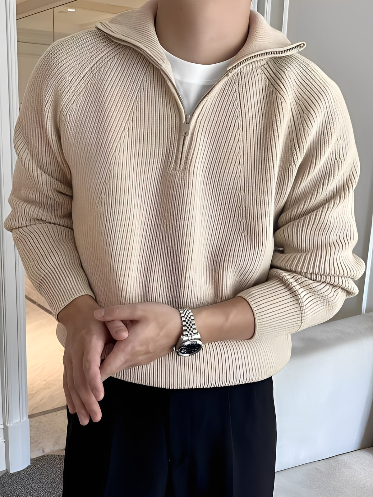 Lucas - Stylowy sweter z zamkiem do połowy dla mężczyzn