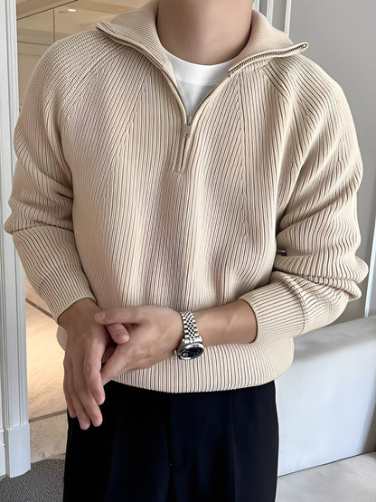 Lucas - Stylowy sweter z zamkiem do połowy dla mężczyzn