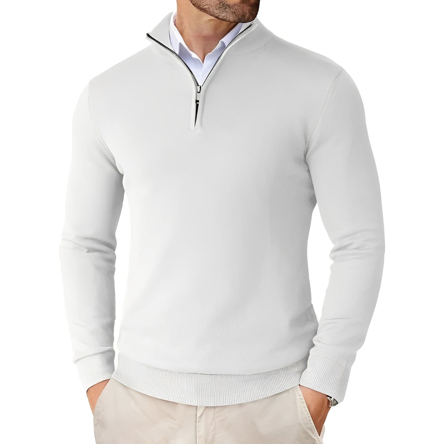 Frank - Nowoczesny, lekki sweter z zamkiem dla mężczyzn