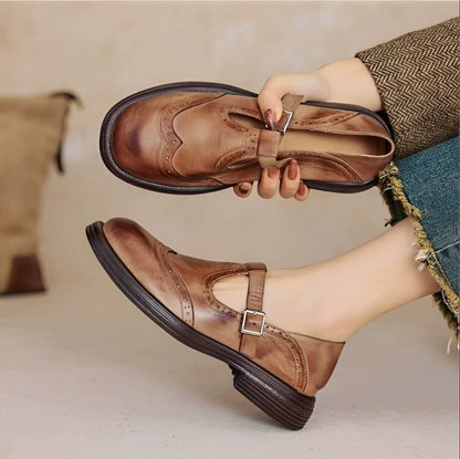 Erika - Retro-buty z mocnej skóry dla kobiet