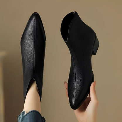 Abbie - Luźne krótkie skórzane buty damskie