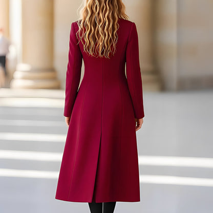 Chrissy - Modny długi płaszcz dwurzędowy dla kobiet