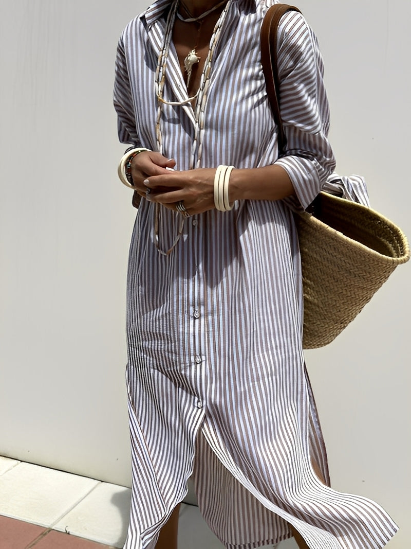 Christel - Sukienka polo długa w paski dla kobiet