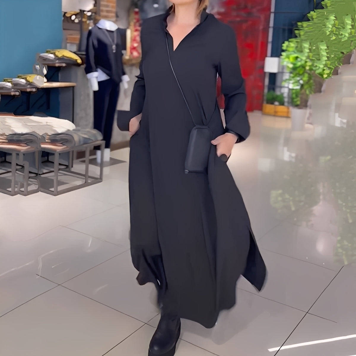 Hélène - Swobodna sukienka z bocznym rozcięciem dla kobiet