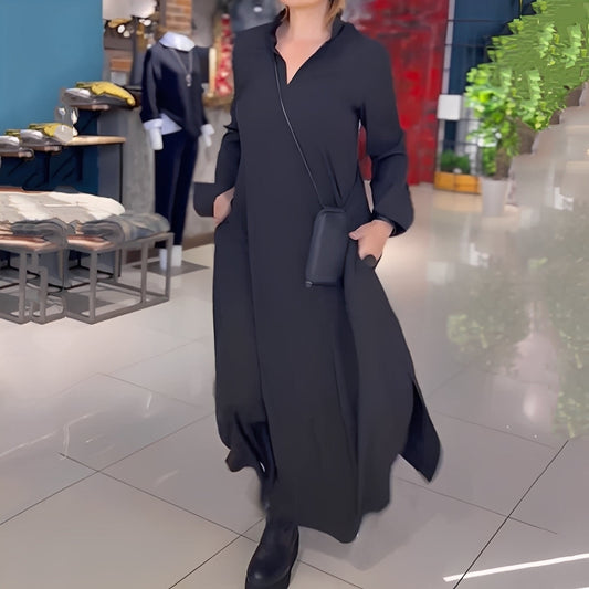 Hélène - Swobodna sukienka z bocznym rozcięciem dla kobiet