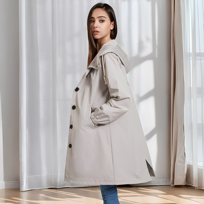 Vivyan - Kobieca luźna kurtka z kapturem, odporna na wodę
