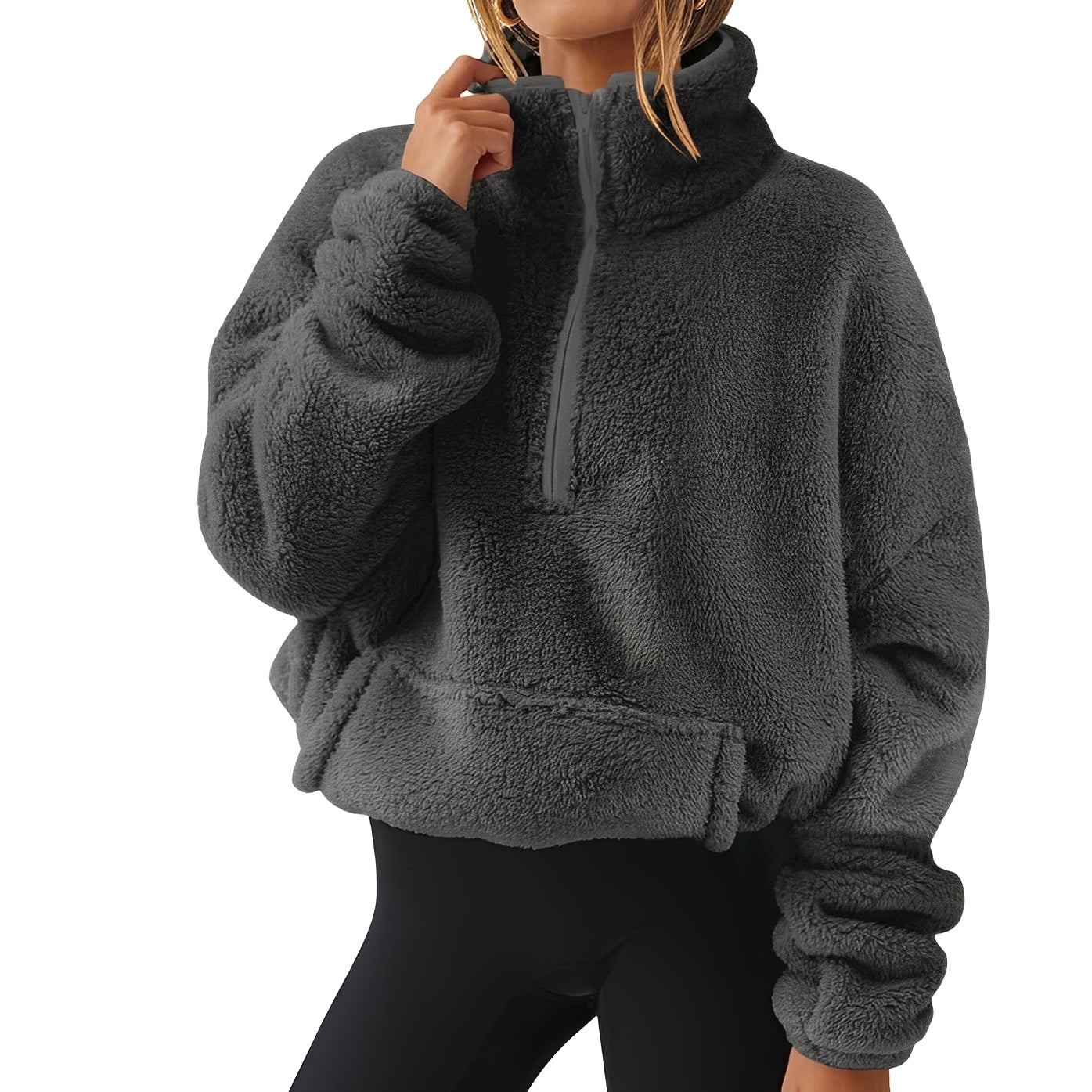 Tiffany - Miękki aksamitny sweter z częściowym zamkiem dla kobiet