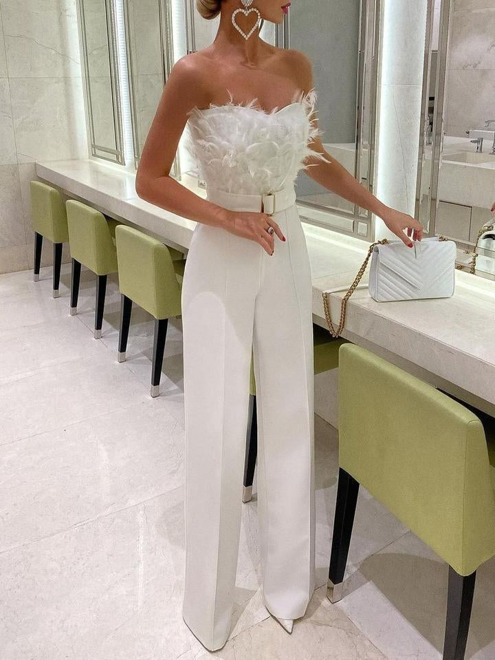 Frola - Elegancki kombinezon z bandeau topem