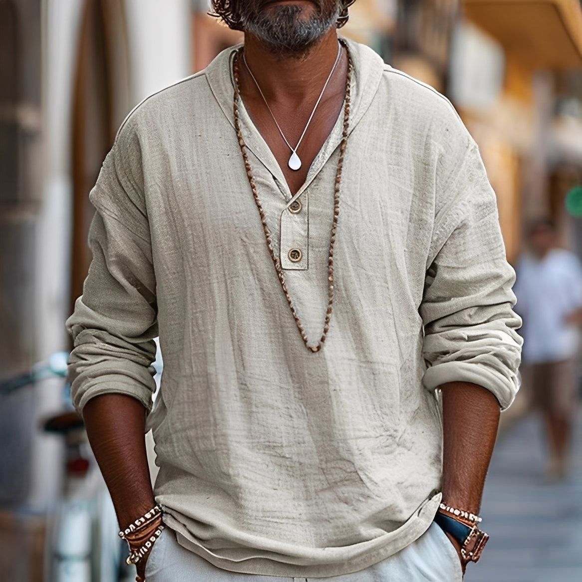 Alvin - Swobodna koszula z długim rękawem dla mężczyzn