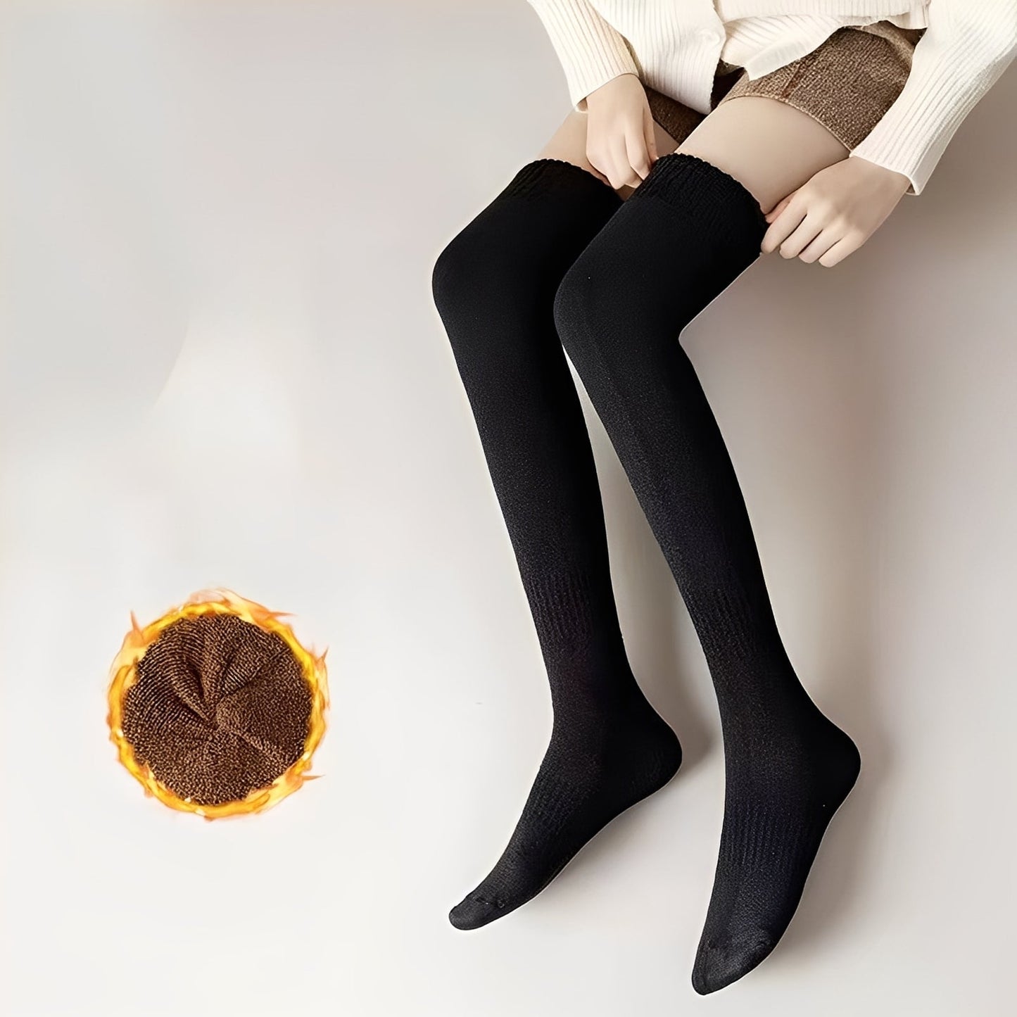 Shirlee - Stylowe, ciepłe, grube skarpety ponad kolano