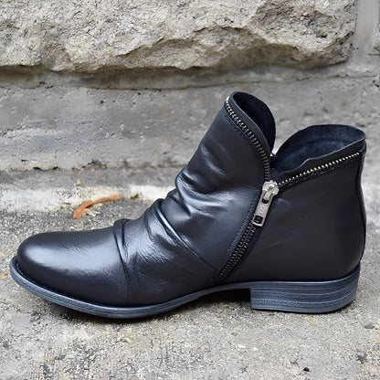 Veronica - Klasyczne skórzane buty z suwakiem dla pań