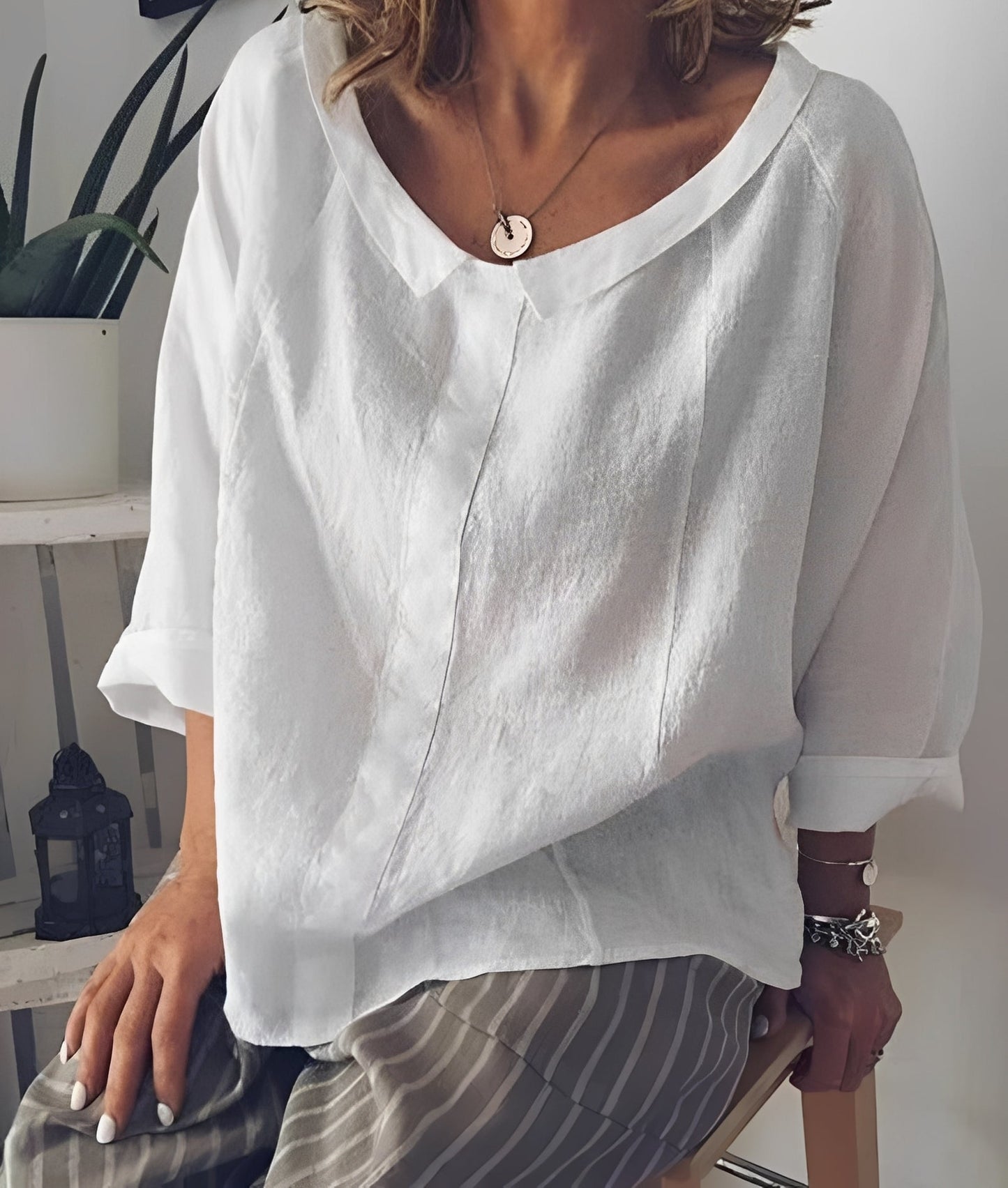 Lillian - Wygodna bluzka z kołnierzem rewersowym dla kobiet