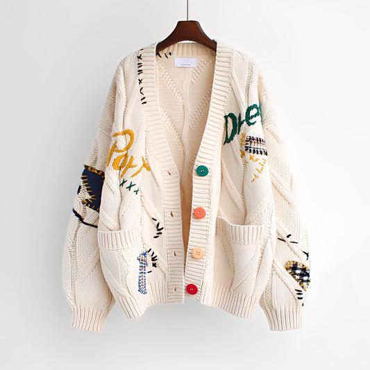 Chantelle - Modny haftowany sweter damski