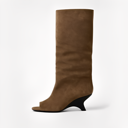 Aamina - Modne wysokie buty z otwartym noskiem dla kobiet