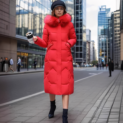 Marcellette - Pikowany płaszcz zimowy z kapturem dla kobiet