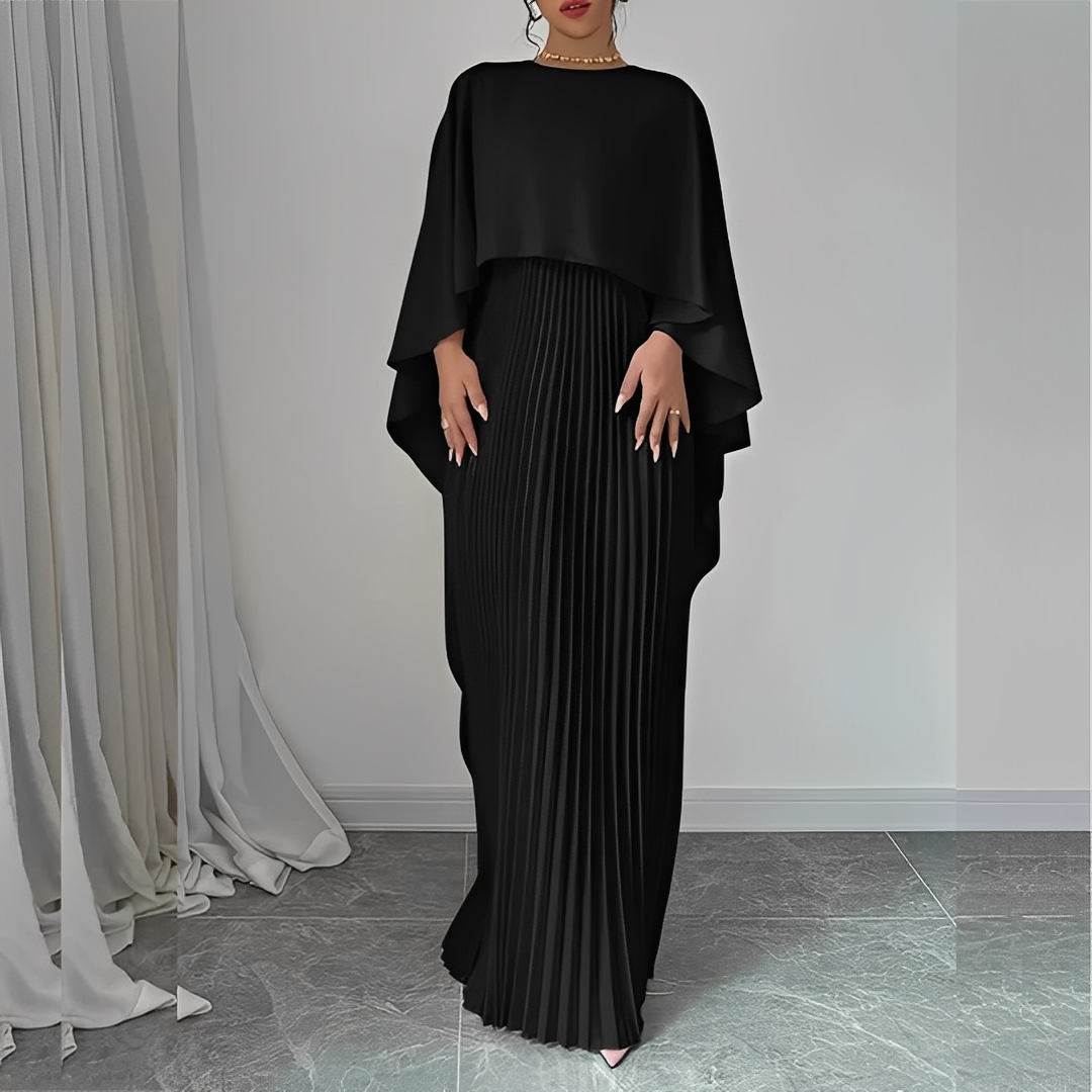 Marilou - Elegancka sukienka z plisowaną peleryną dla kobiet