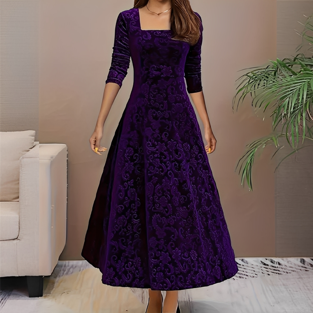 Malvina - Elegancka sukienka z kwadratowym dekoltem dla kobiet