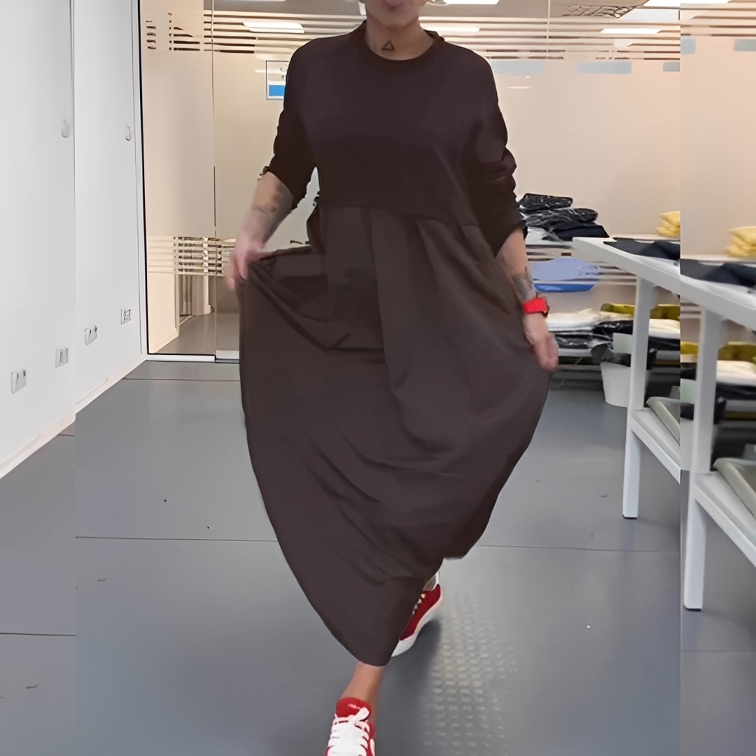 Gisèle - Codzienna sukienka z okrągłym dekoltem dla pań