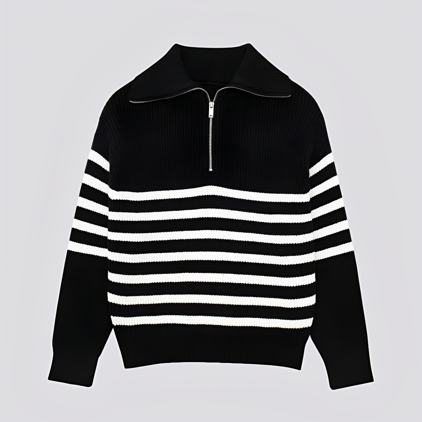 Christine - Nowoczesny sweter w paski z suwakiem dla kobiet