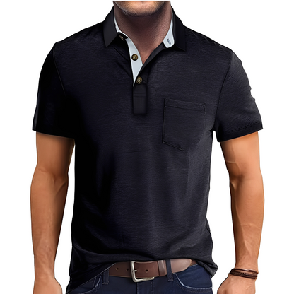 Abner - Męska koszulka polo z krótkim rękawem w stylu retro
