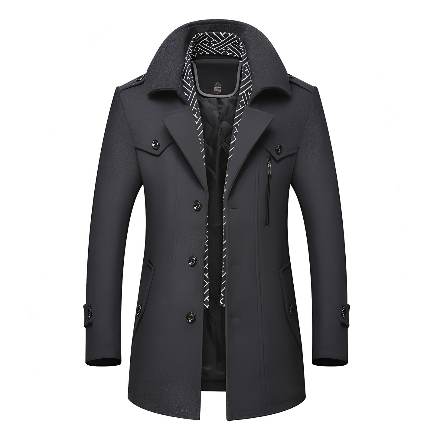 Ronny - Męski retro płaszcz z wieloma kieszeniami