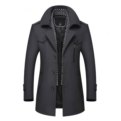 Ronny - Męski retro płaszcz z wieloma kieszeniami
