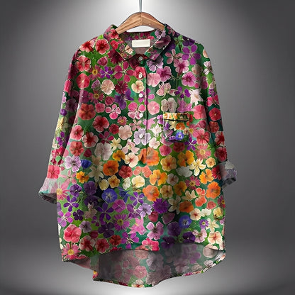 Garance - Damska klasyczna bluzka z długimi rękawami