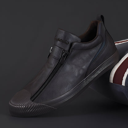 Jerred - Nowoczesne męskie skórzane buty z zamkiem