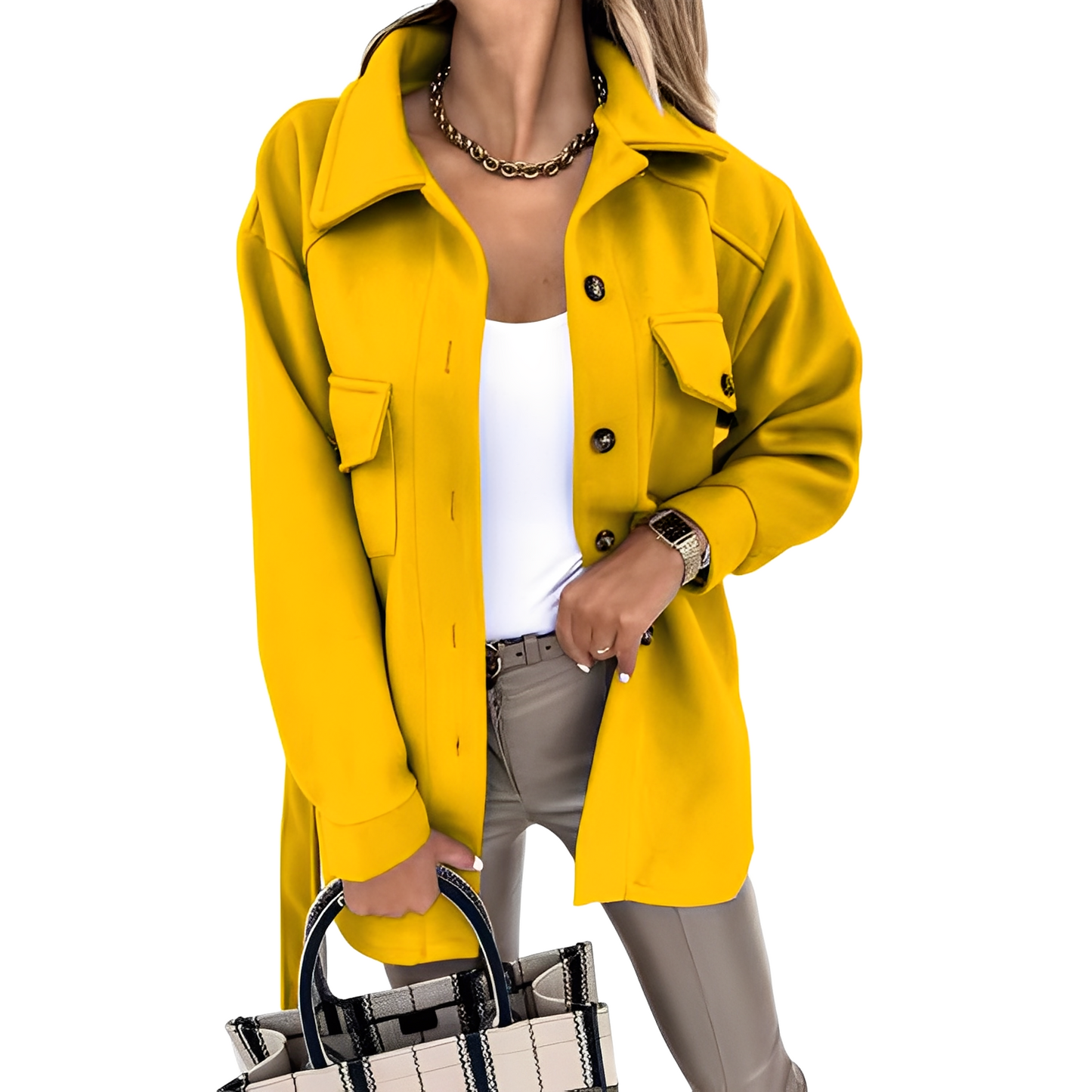 Bethanie - Damska marynarka z luźnym fasonem i guzikami na klapach