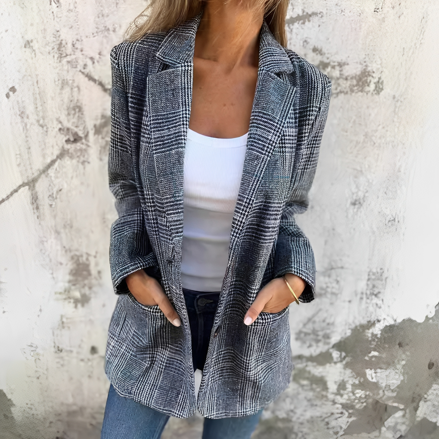 Ellen - Formalny blezer w kratkę dla kobiet