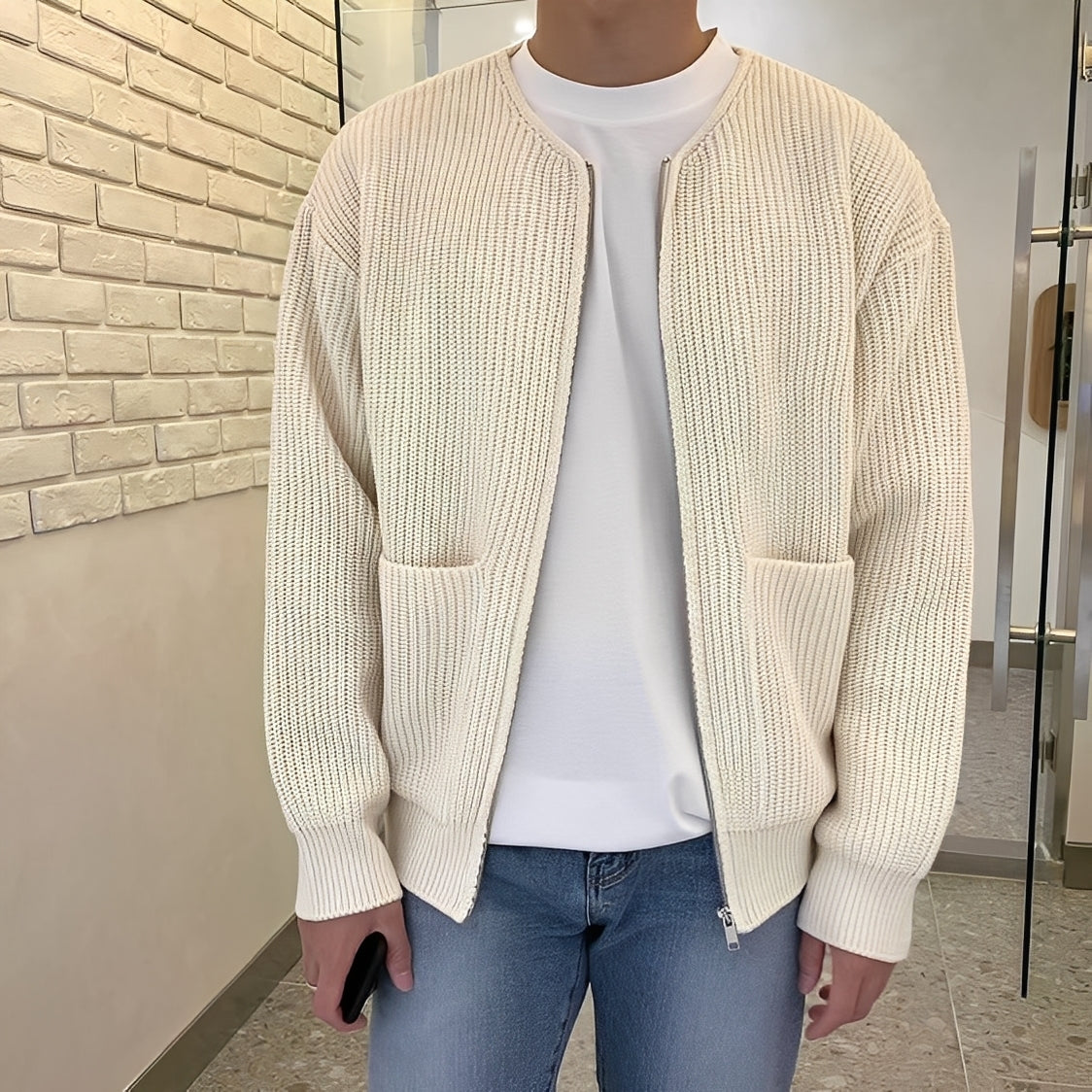 Lyam - Kardigan modny z kieszenią dla mężczyzn